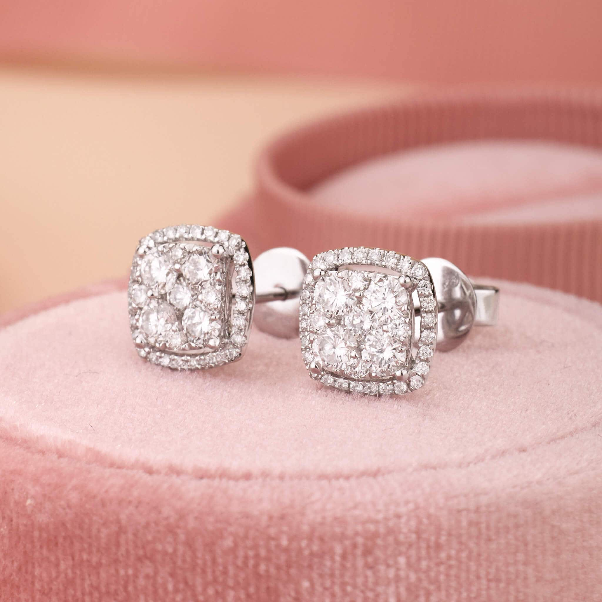 1.06 ct.tw. Diamond Halo Earrings