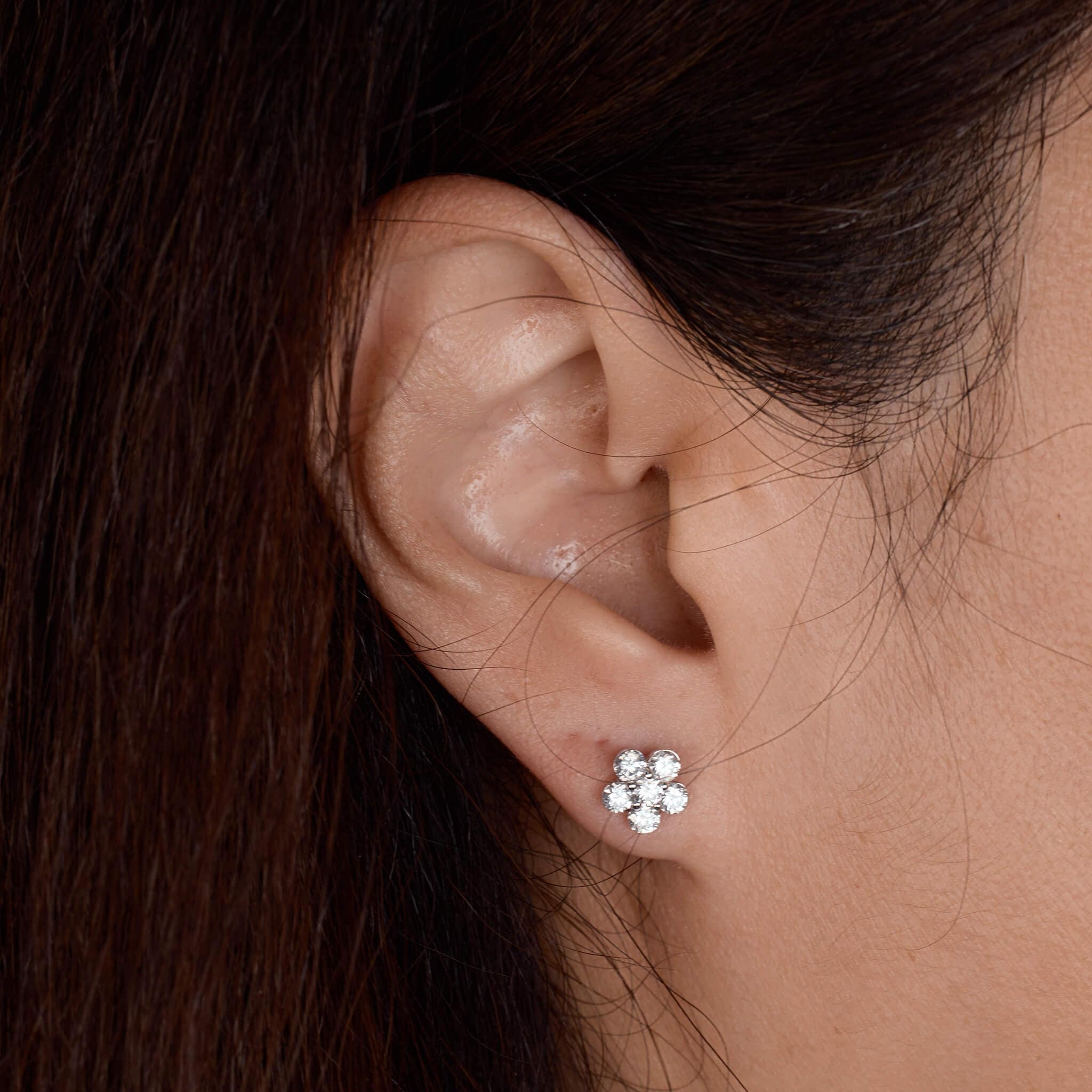 1.08ct.tw. Diamond Flower Stud Earrings