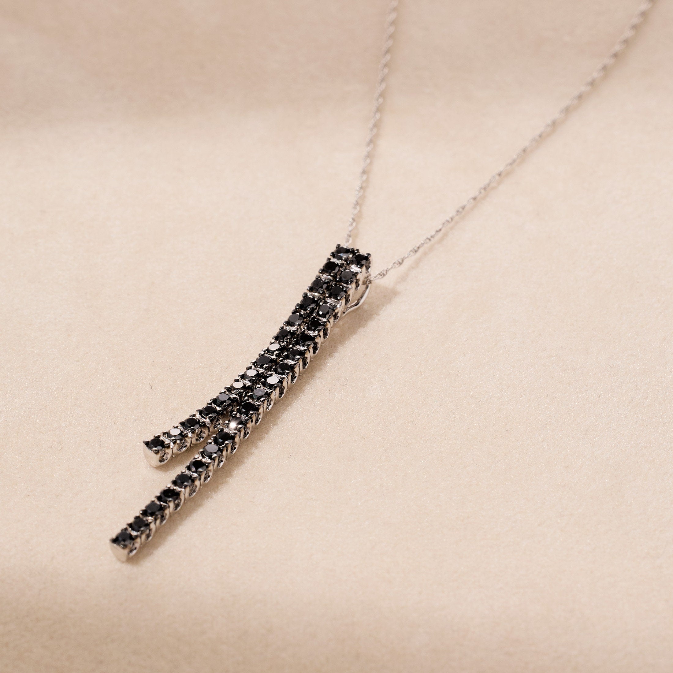 18K Gold Black Diamond Chain Pendant