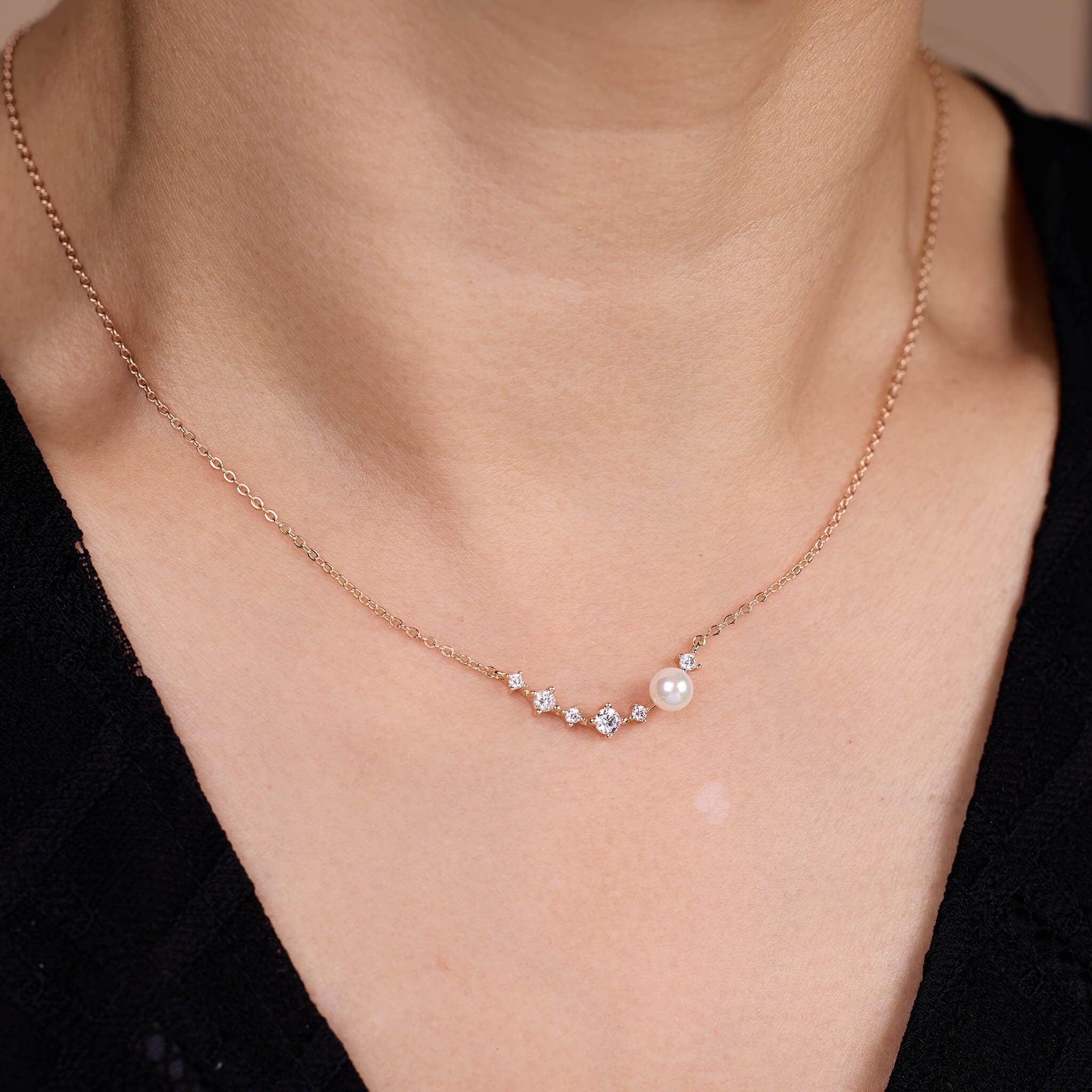 925 Silver Pearl charm Necklace