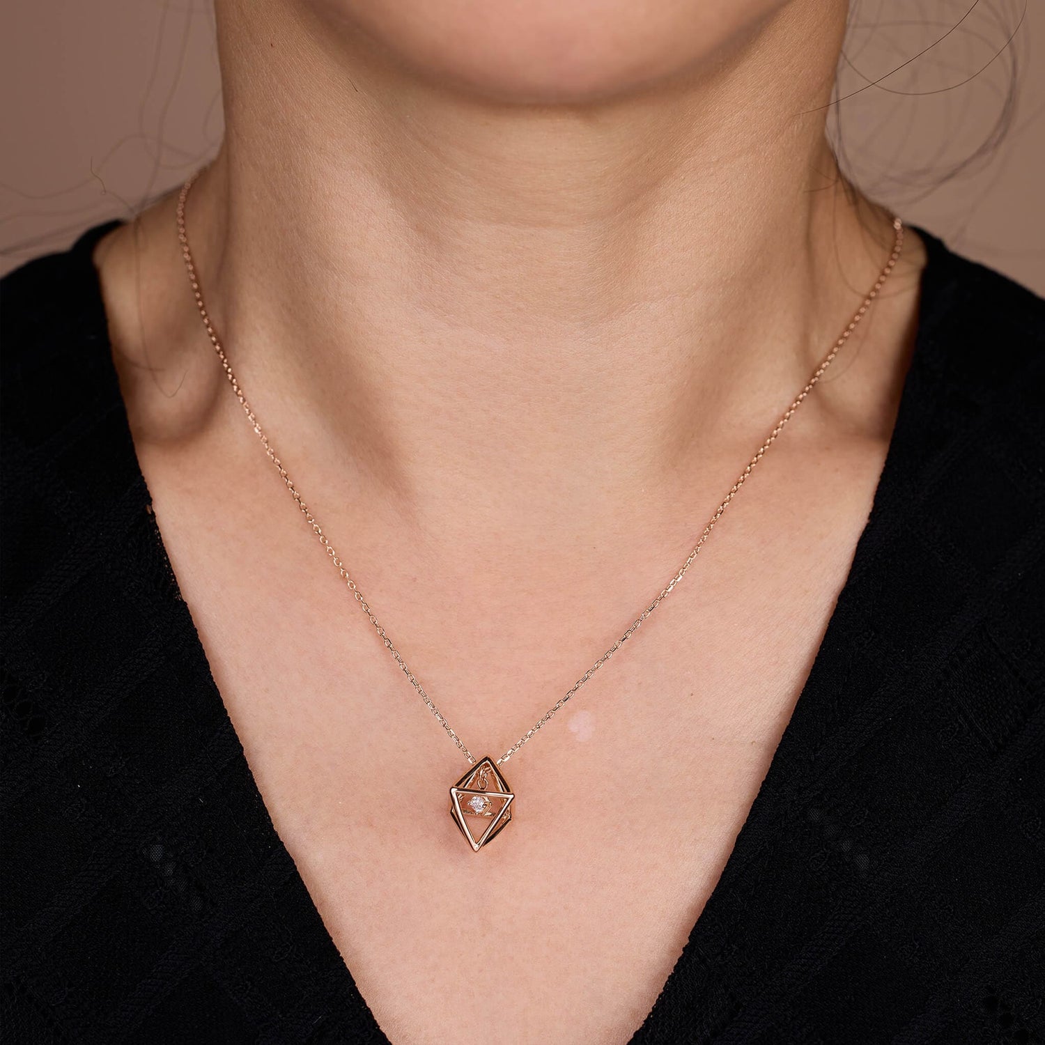 925 Silver Three-dimensional rhombus Necklace
