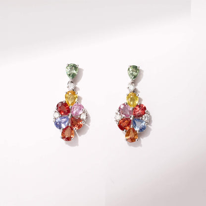 18K Gold Fancy Sapphire and Diamond Rainbow Earrings