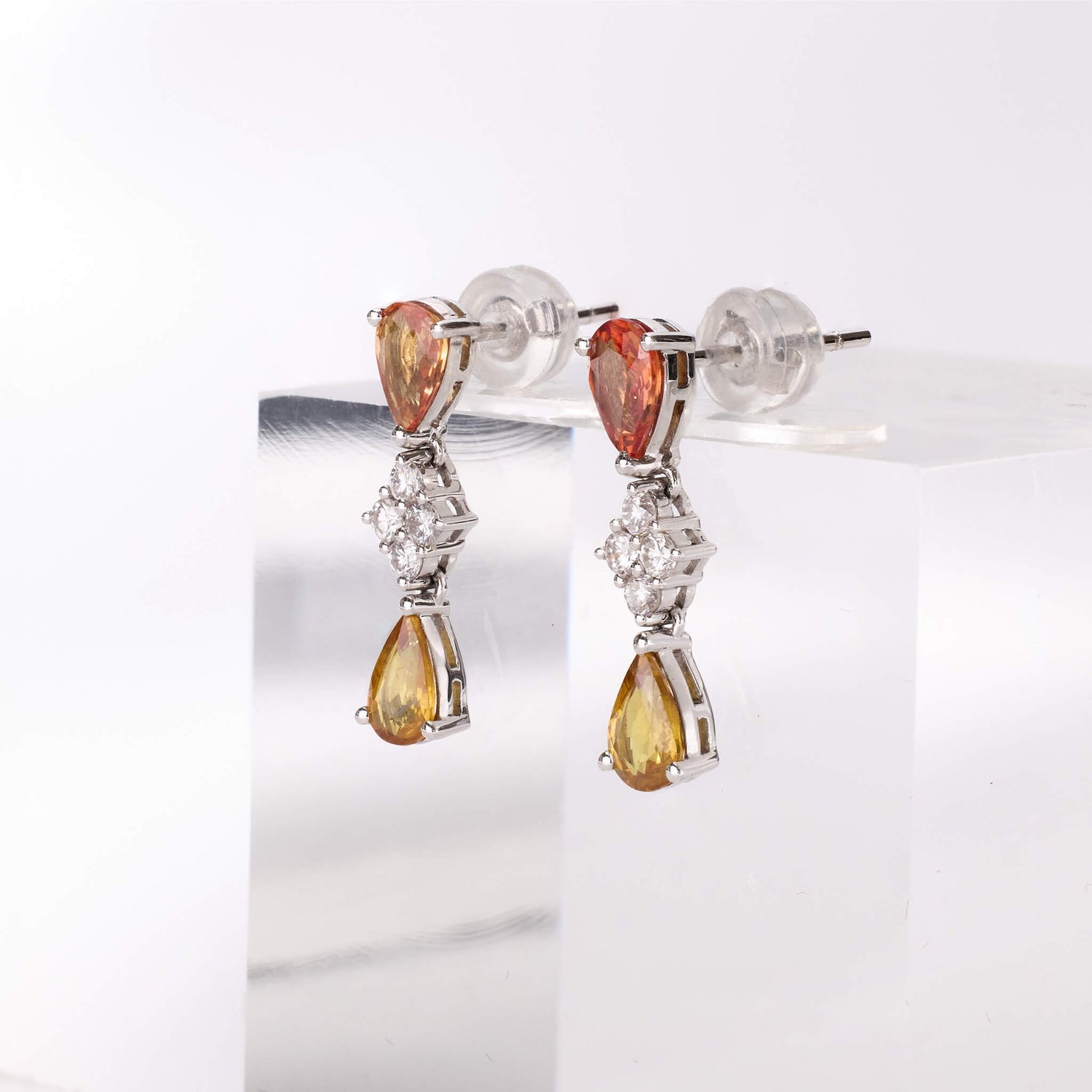 18K Gold Fancy Sapphire and Diamond Drop Earrings