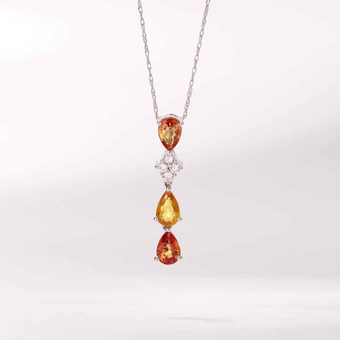 18K Gold Nature Diamond &amp; Fancy Sapphire Drop Pendant