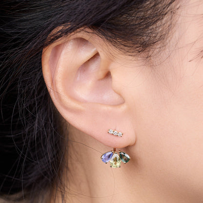 18K Gold Fancy Sapphire and Diamond Flower Earrings