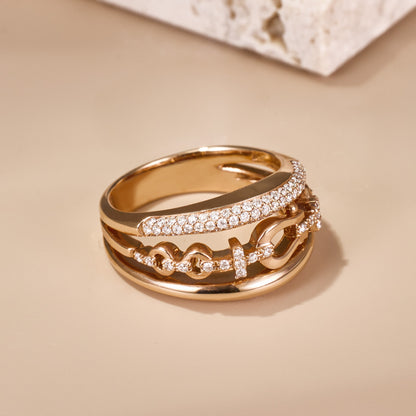 18K Rose Gold Diamond Horseshoe Cocktail Ring