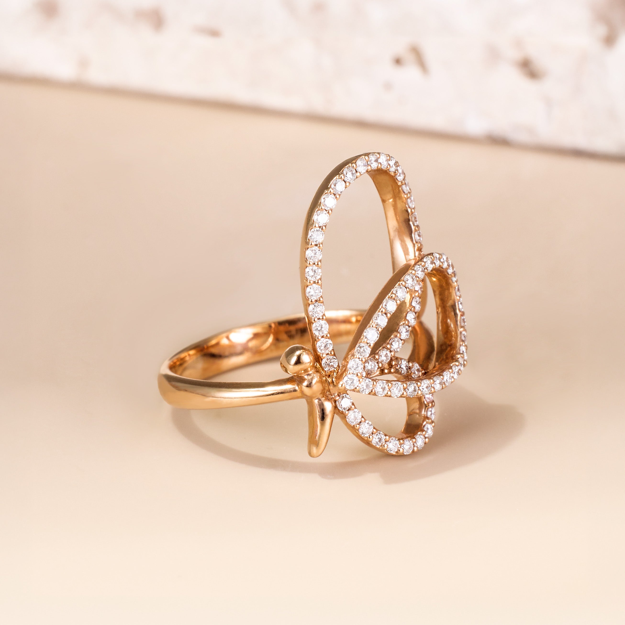 18K Solid Gold Diamond Ribbon Ring