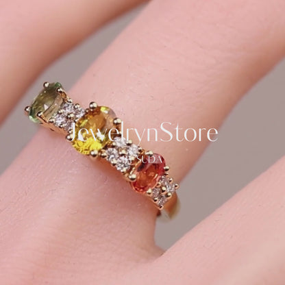 Multi-Colored Fancy Sapphire &amp; Diamond Ring