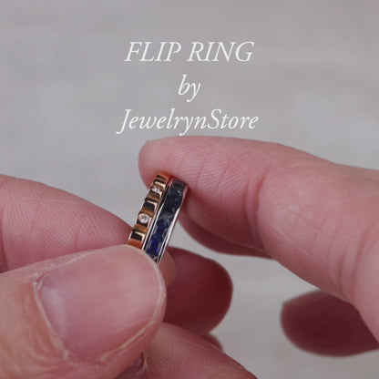 One-Flip Diamond and Sapphire Ring（1 Rings with 4 Styles)