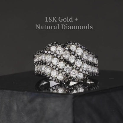 18K Gold Black Diamond Statement Ring