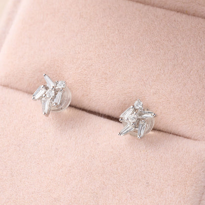 Cluster Earring Studs with Natural Diamonds &amp; Sapphires