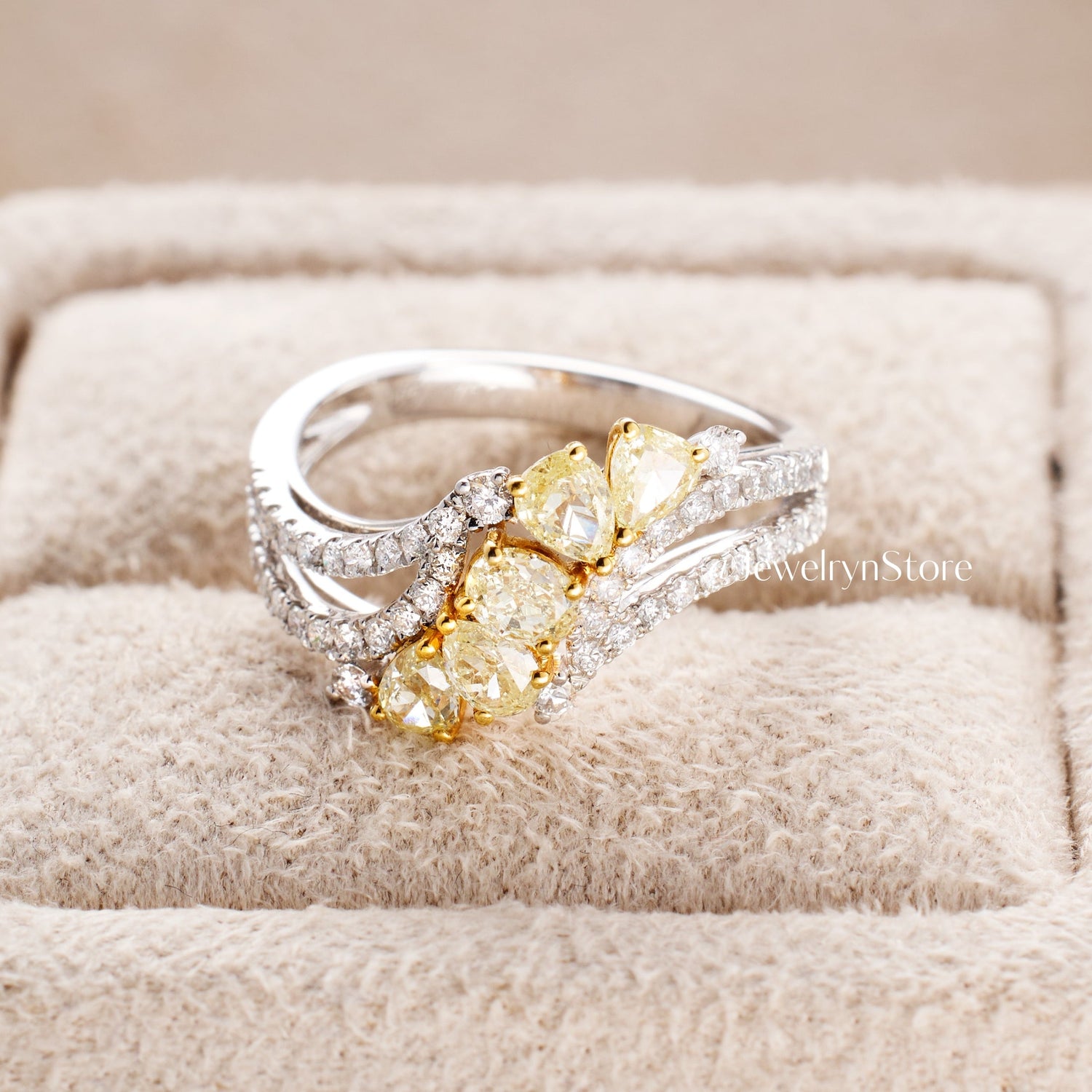 Yellow Diamond Twist Shank Ring