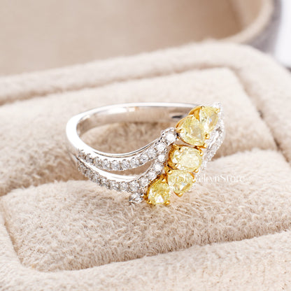 Yellow Diamond Twist Shank Ring