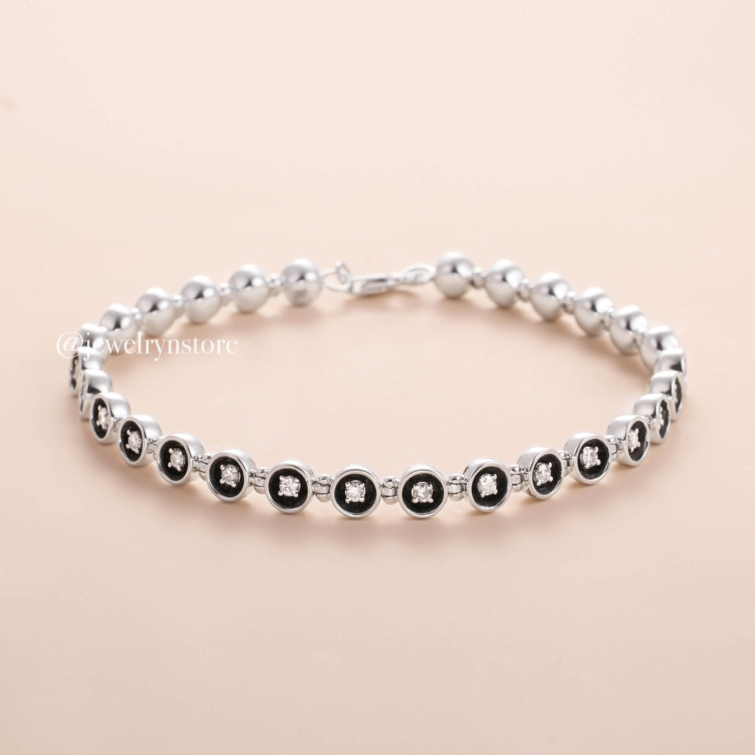 18K Natural Diamond Station Bracelet