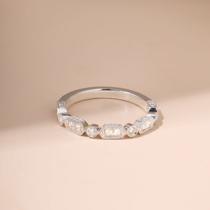 Multi-Diamond Vintage-Style Stackable Band