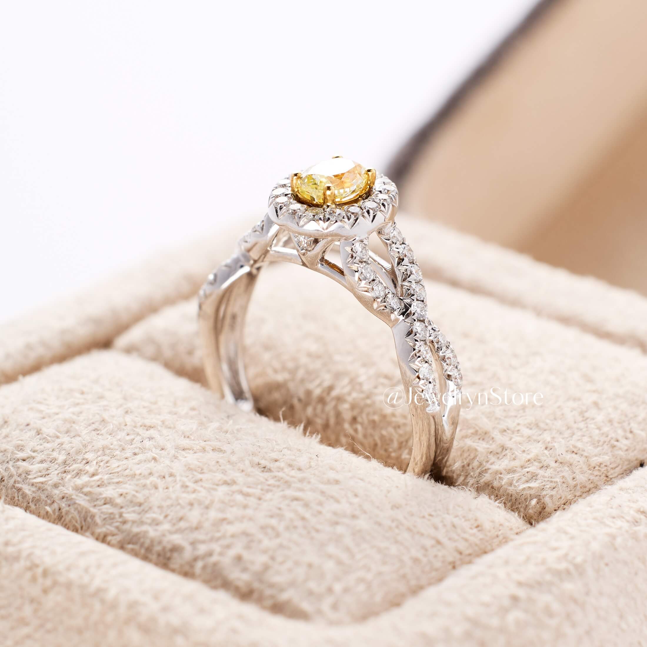 Yellow Diamond Twist Shank Engagement Ring