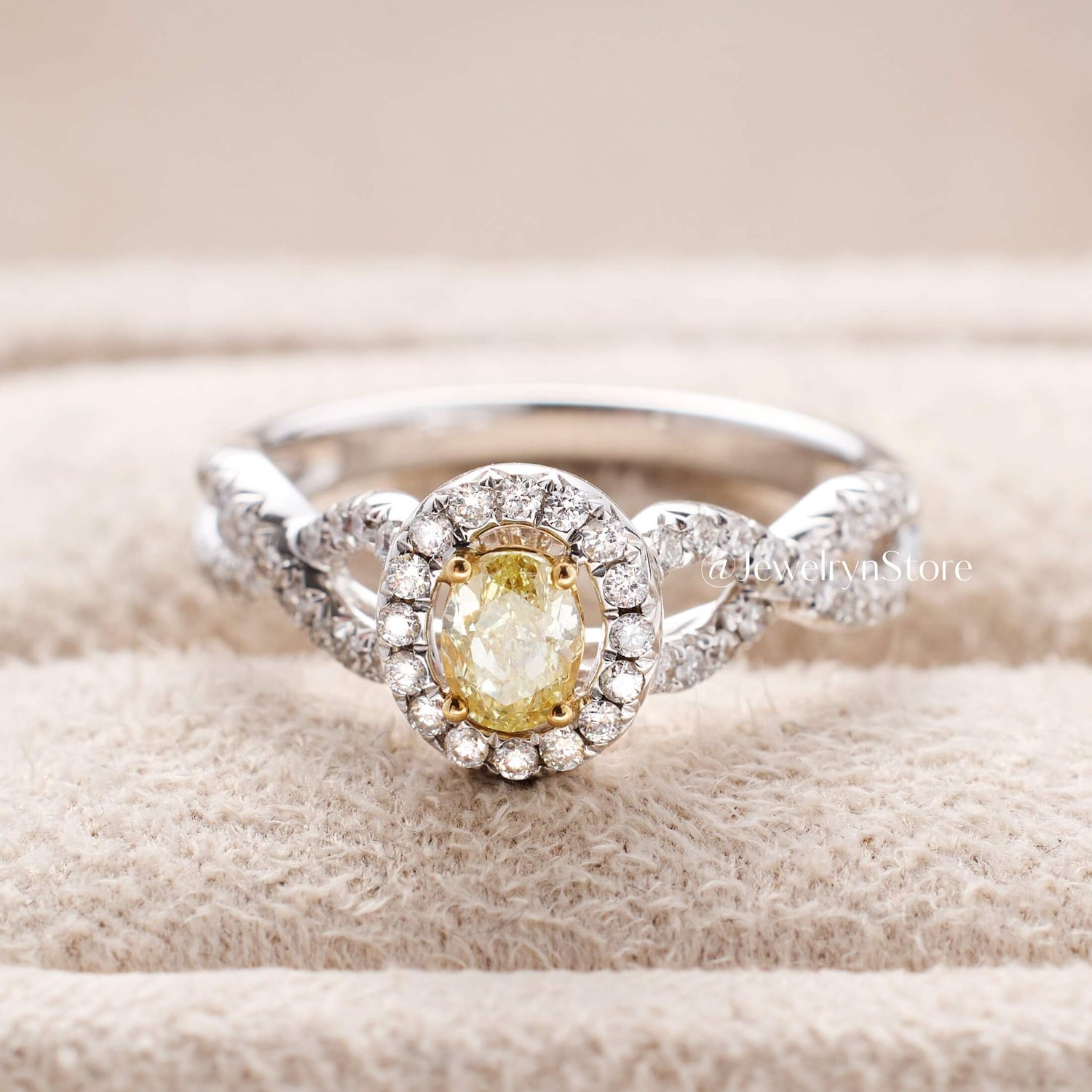 Yellow Diamond Twist Shank Engagement Ring