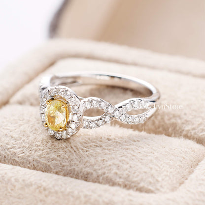 Yellow Diamond Twist Shank Engagement Ring