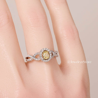 Yellow Diamond Twist Shank Engagement Ring