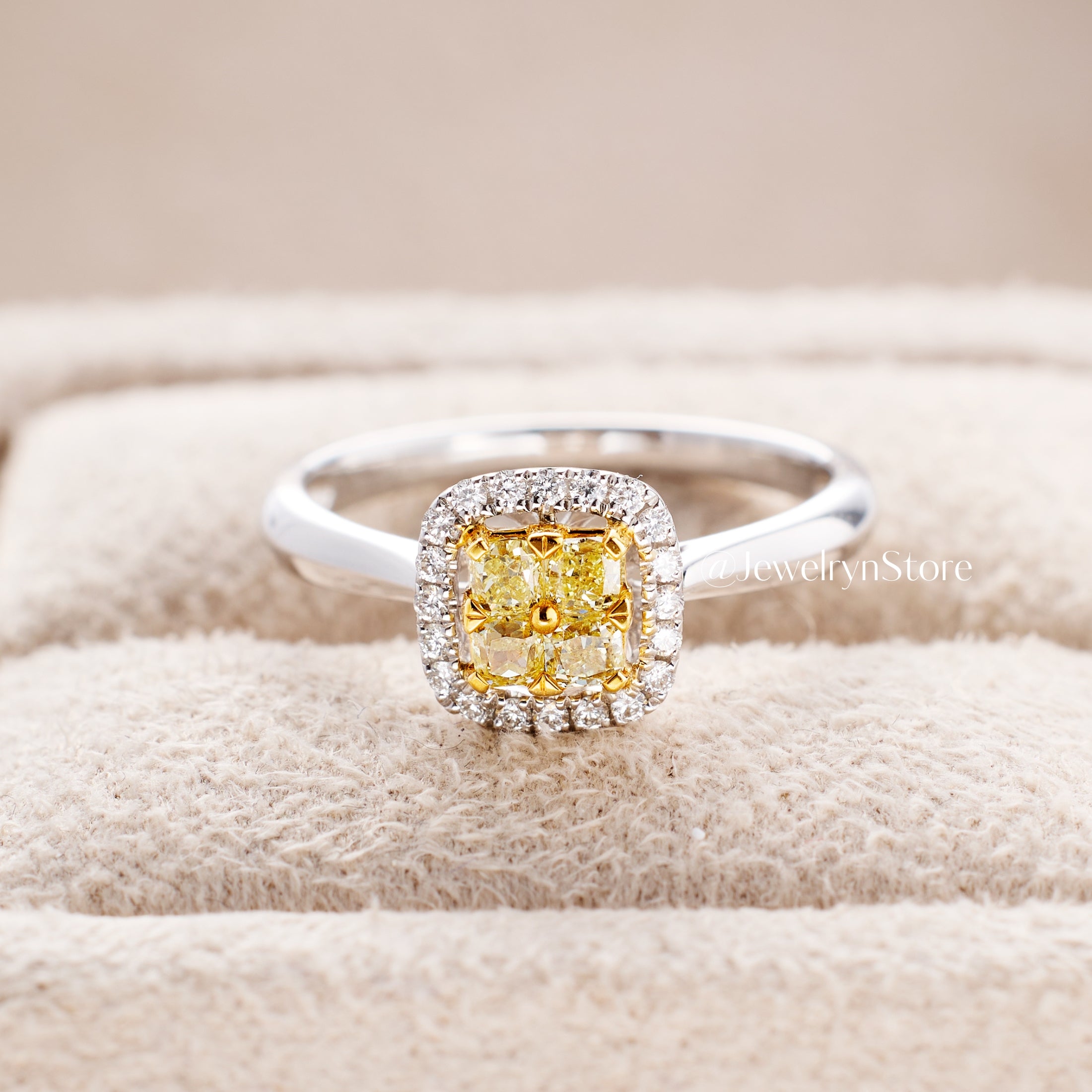 Yellow Diamond Halo Engagement Ring