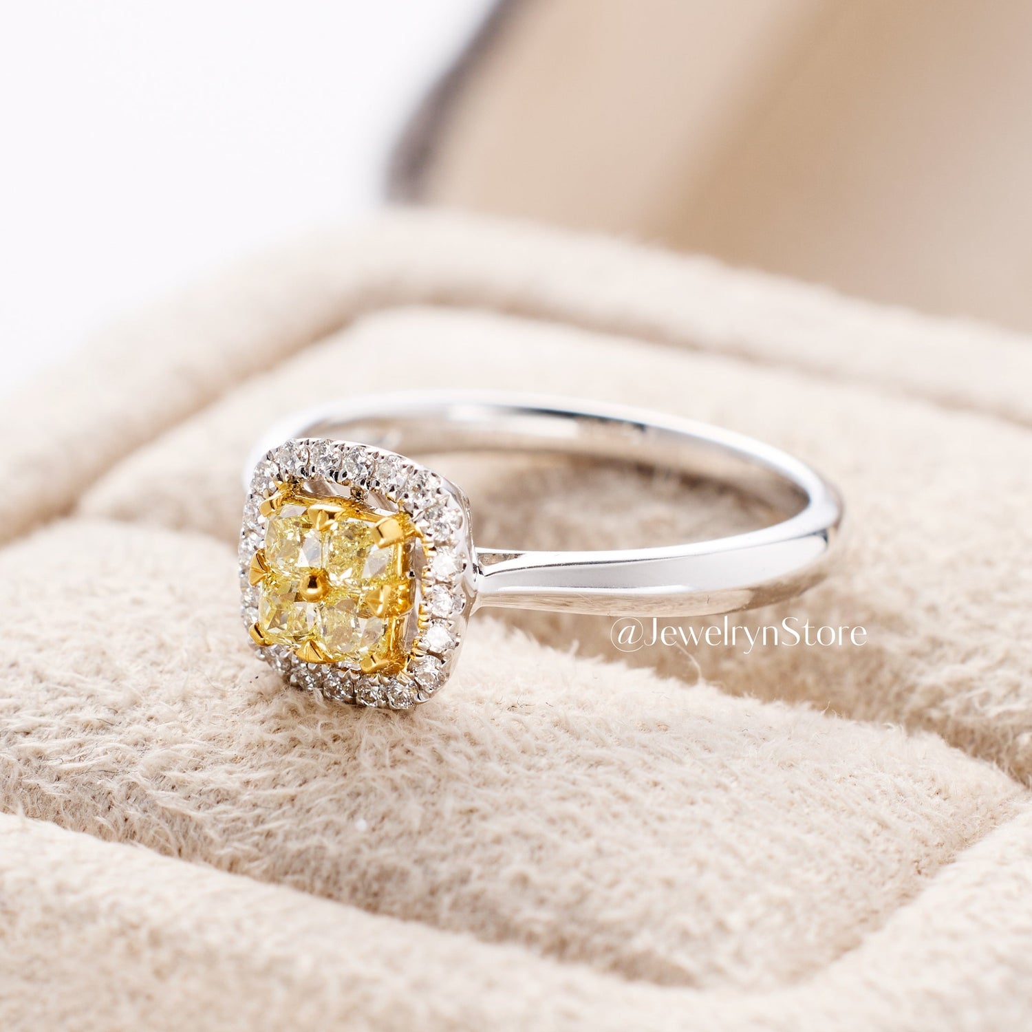 Yellow Diamond Halo Engagement Ring