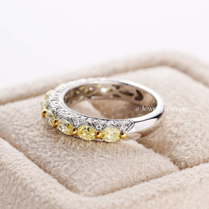 Vintage-Inspired Yellow Diamond Stackable Band