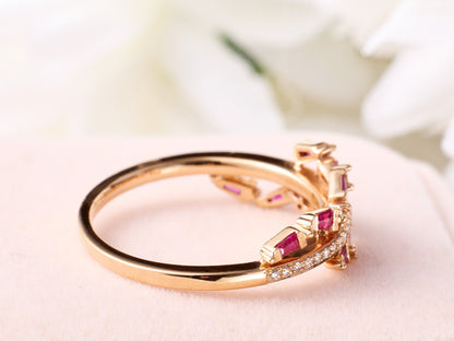 Diamond &amp; Ruby Band Ring in 18K Gold