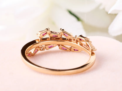 Diamond &amp; Ruby Band Ring in 18K Gold