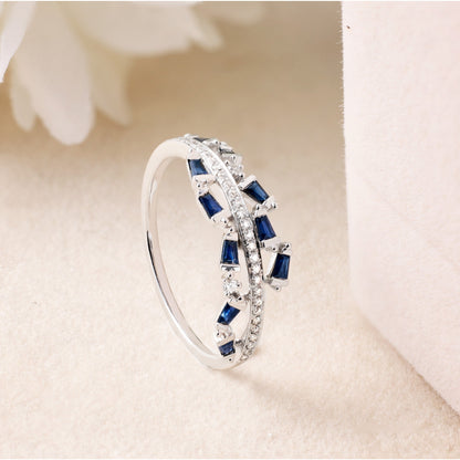 Blue Sapphire and Diamond Petite Ring