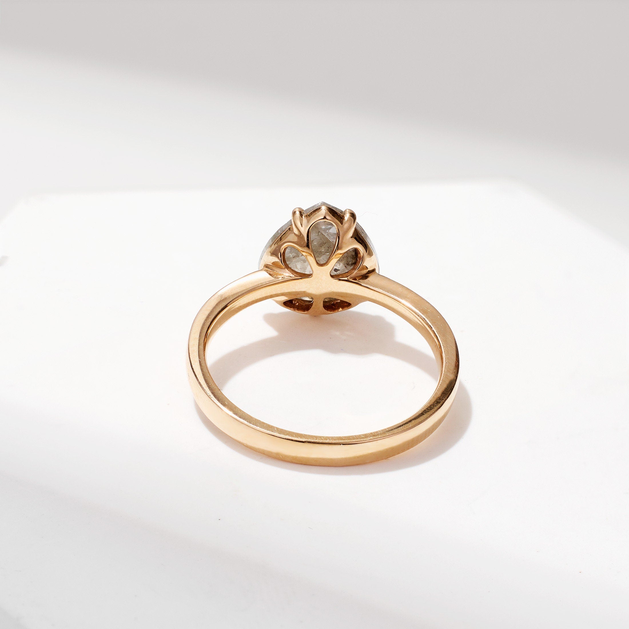 Raw Diamond Solitare Ring in 18K Rose Gold