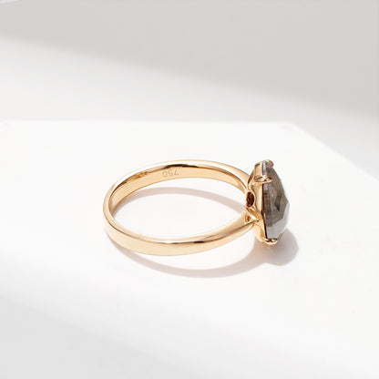 Raw Diamond Solitare Ring in 18K Rose Gold