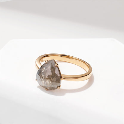 Raw Diamond Solitare Ring in 18K Rose Gold