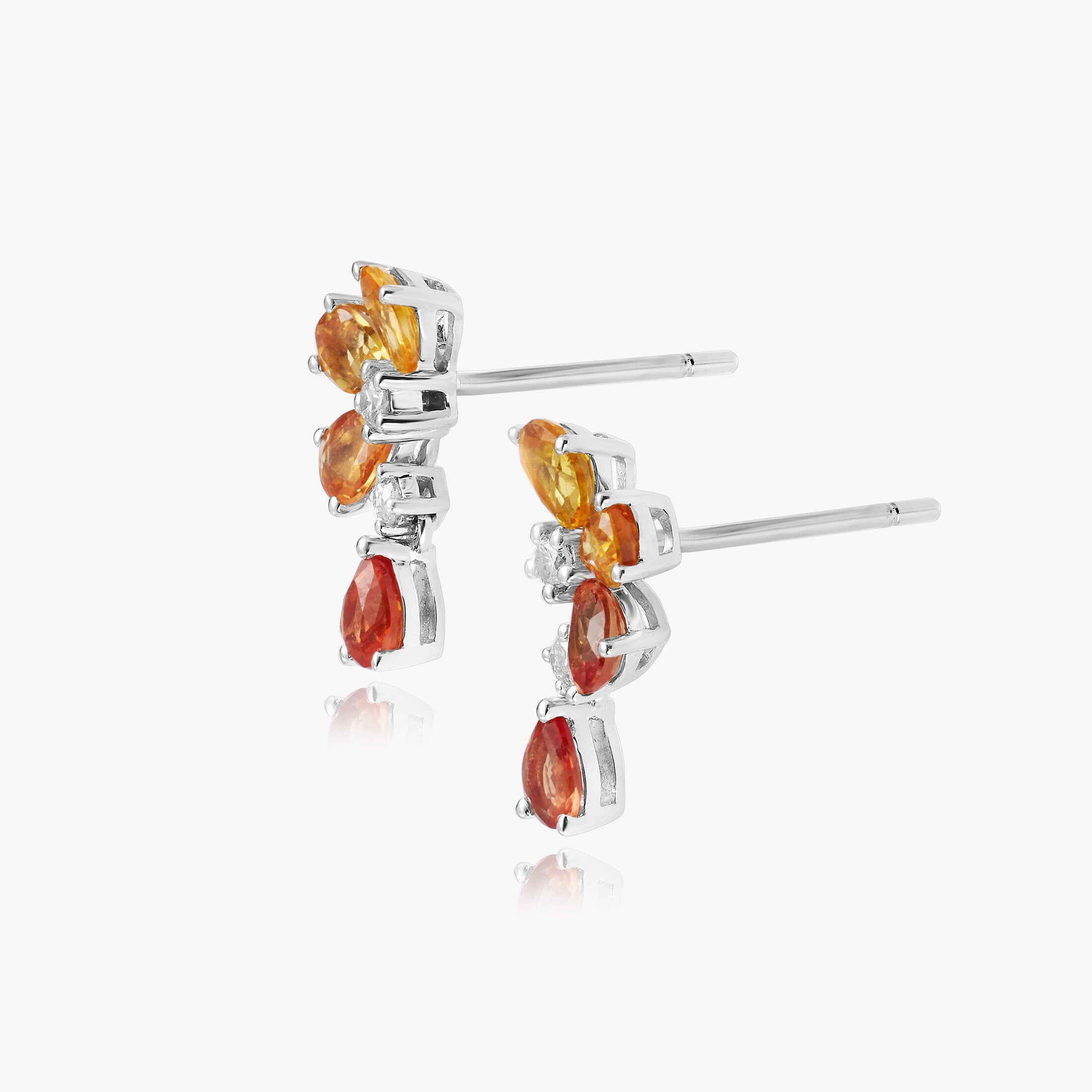 Multi-Colored Sapphire &amp; Diamond Floral Earrings